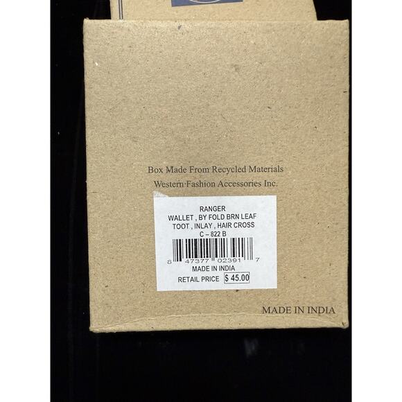 Ranger Belt Co Dark Brown Leather Bifold Wallet with Cowhide Inlay & Cross – NWT - Picture 3 of 14